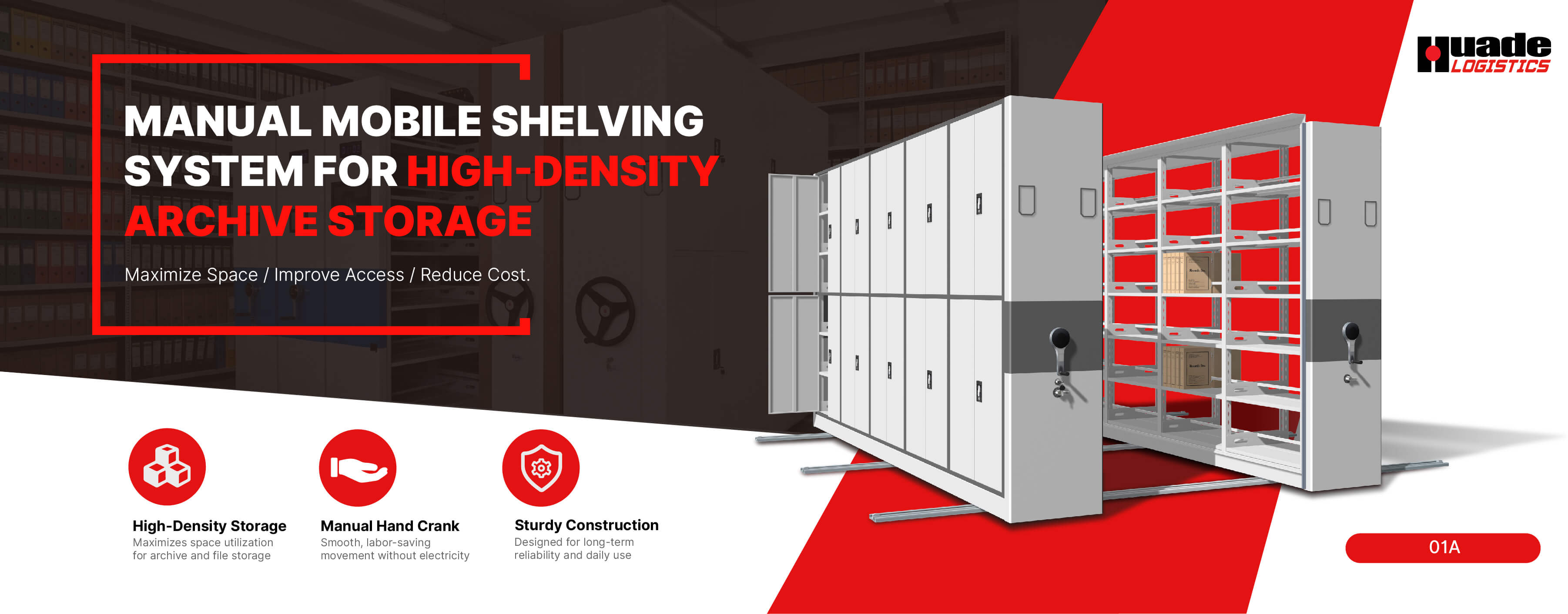 HYD Mechanical-assist Mobile Shelving